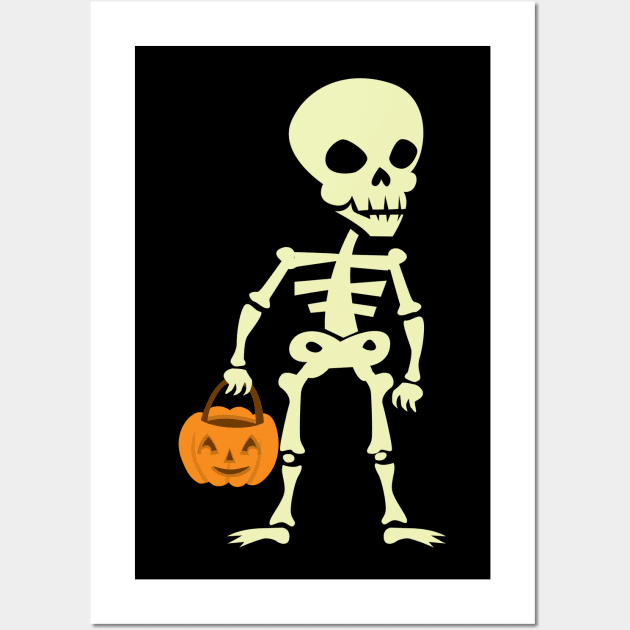 Halloween Skeleton holding Jack o lantern Wall Art by holidaystore